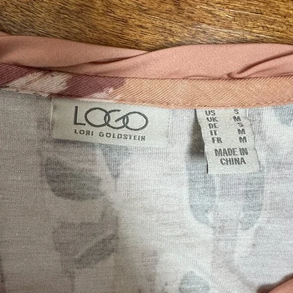 LOGO Lori Goldstein Tunic Top Womens Small Mixed Print Twisted Neck 3/4 Sleeve S - Picture 9 of 11
